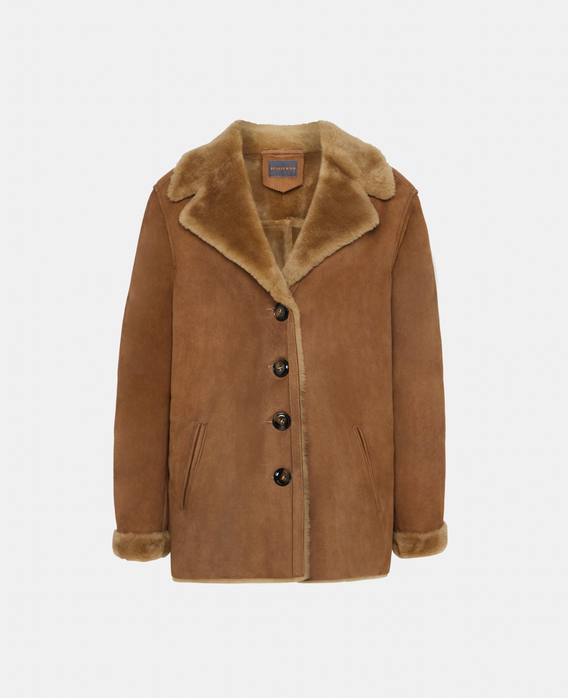 Short shearling coat on sale