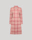 The Lady Check Wool Coat In Pink with covered buttons and patch pockets.