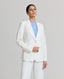 Model wearing the Elizabeth Linen Jacket in White.