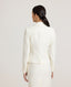 Back of model wearing Really Wild's cropped Meryl Cute Fitted Jacket In White.