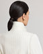 Melton collar detail of the fitted double breasted Corine Stripe Cotton Linen Jacket In Taupe.