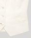 Close-up of the Meryl Fitted Waistcoat In White with contrast bottom buttonhole, covered buttons and jet pockets.