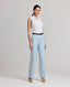 Tania Wool Blend Straight relaxed fit Trousers In Blue Check with hook and eye closure and pleat front detail.