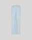 Tania Wool Blend Straight relaxed fit Trousers In Blue Check with hook and eye closure and pleat front detail with matching Tania wool blend single breasted longline jacket.
