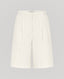 Front view of the Corine Tailored Stripe Shorts in Taupe with pleat details at the front.