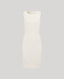 Front view of the Meryl Shift Dress in White - a fitted mini dress with a clean neckline, invisible zip and princess seams.