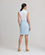 Back of Model wearing the Tania Wool Blend Pencil Skirt In Blue.Check