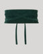 Suede Cummerbund in Forest Green—a 100% calf suede accessory designed to luxuriously accentuate the waistline, offering both practicality and style. Product shot front view.