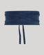 Suede Cummerbund in navy—a 100% calf suede accessory designed to luxuriously accentuate the waistline, offering both practicality and style. Product shot front view.