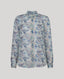 Sophia shirt in blue made from 100% Liberty silk chiffon.