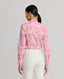 Back view of model wearing the Isabelle Floral Fitted Shirt In Pink.