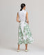 Back view of model wearing the Ella Full Midi Skirt in Tropical Green.