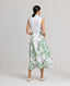 Back view of model wearing the Ella Full Midi Skirt in Tropical Green.