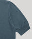 Close-up of the Sascha Short Sleeve Knitted Tee In Willow blue featuring the ribbed details at the cuff.