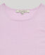 Close-up of our Sabrina Crew Neck Tank in parma violet, featuring its neckline.