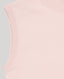 Close-up of the Sharon Roll Neck Tank's ribbed armhole In Blush, a fine gauge sleeveless knit with a roll neck.