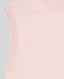 Close-up of the Sharon Roll Neck Tank's ribbed armhole In Blush, a fine gauge sleeveless knit with a roll neck.