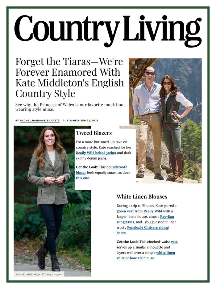 The Princess of Wales wearing Really Wild in a Country Living feature celebrating English country style. 