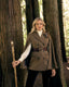 Model in a tweed cape in the woods