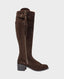 Wider Fitting Heeled Suede Spanish Boots in Chocolate | Really Wild Clothing  | Footwear | Side image