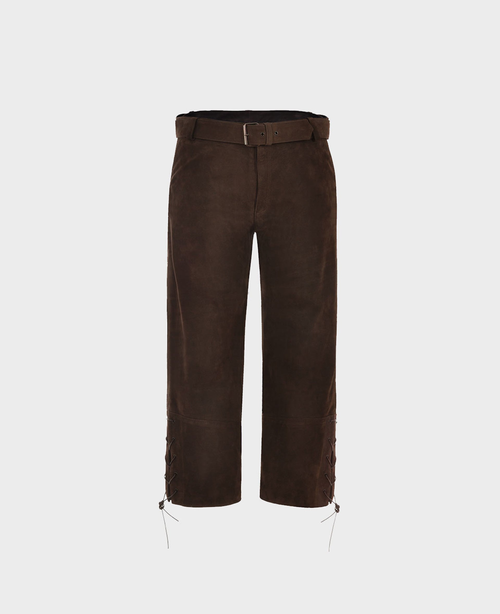 High Rise Lace up Cuffs Nubuck Leather Breeks