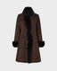 Shearling Fur Trim Coat, Chocolate | Really wild clothing | Model Flat Shot