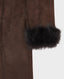 Shearling Fur Trim Coat, Chocolate | Really wild clothing | Coats | Cut out image Detail on the cuff 