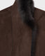 Shearling Fur Trim Coat, Chocolate | Really wild clothing | Cut out image Detail on the collar 