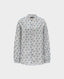 Grandad Collar Shirt, Sea Blue Floral | Shirts & Blouses | Really Wild | Flat Shot Image