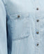 Drop Shoulder Denim Shirt, Pale Denim Blue | Shirts & Blouses | Really Wild | Detail Shot Image 