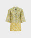 Contrast Panel Shirt, Green Yellow Flowers | Shirts & Blouses | Really Wild| Flat Shot Image