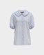 Deep Frill Collar Shirt, Ditsy Blue | Shirts & Blouses | Really Wild | Flat Shot Image