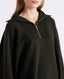 Cashmere Mix Zip Neck Cape Jumper, Green | Knitwear | Really Wild | Detail Shot