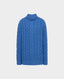 Cashmere Mix Turtle Neck Cable Jumper, Blue Marl | Knitwear | Really Wild | Flat Shot