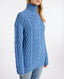 Cashmere Mix Turtle Neck Cable Jumper, Blue Marl | Knitwear | Really Wild | Detail Shot