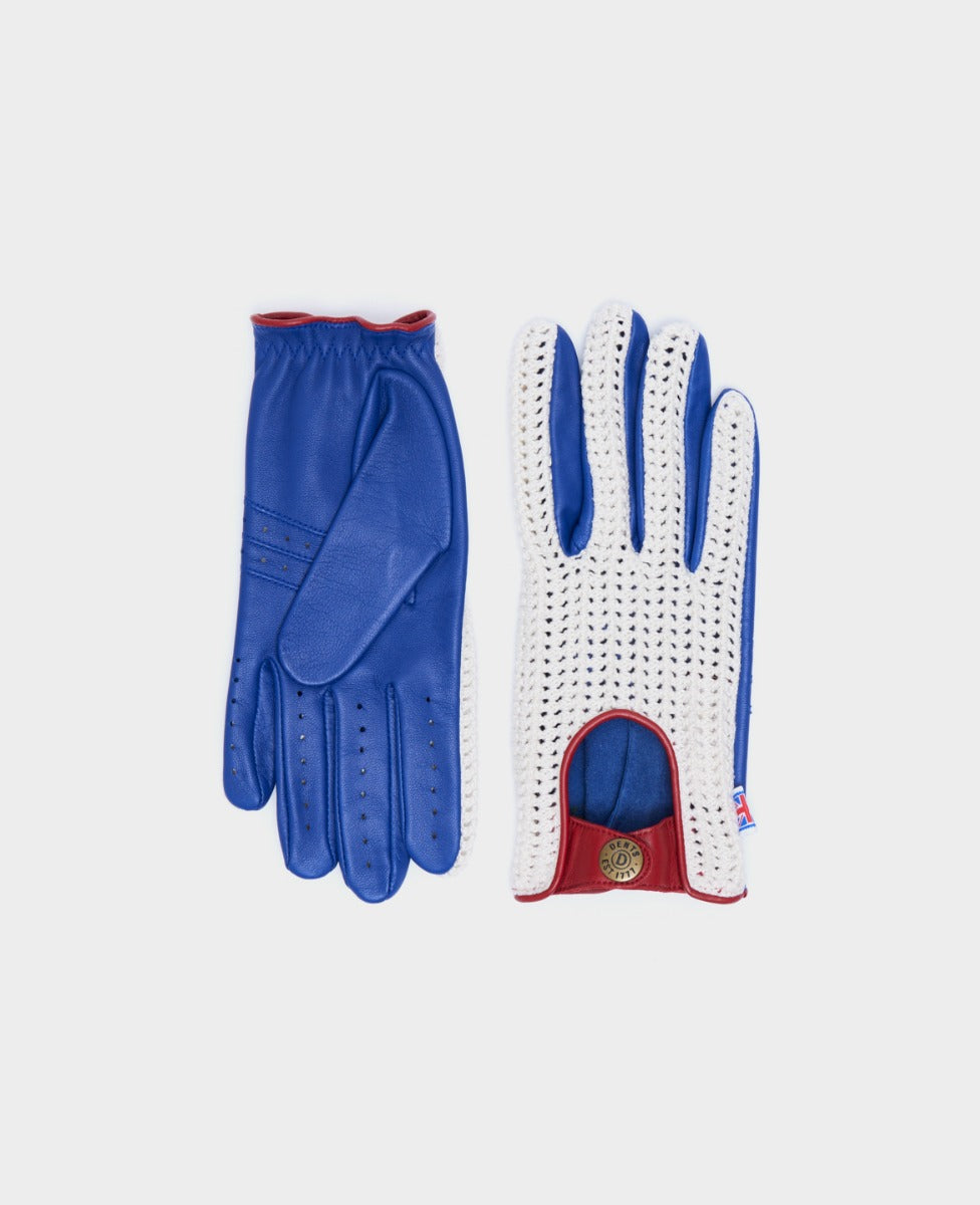 Dents Leather Cotton Crochet Driving Gloves