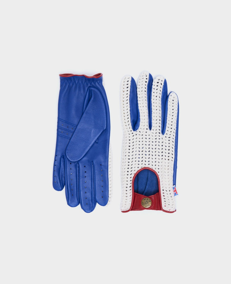 Dents Leather and Cotton Crochet Driving Gloves