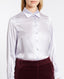 Deep Pointed Collar Silk Satin Shirt, Lilac | Shirts & Blouses | Really Wild | Front Model Shot