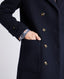 Double Breasted Military Tweed  Coat, Solid Navy | Coats | Really Wild | Detail