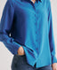 Liberty Plain Classic Long Sleeve Silk Shirt, Royal Blue | Really Wild Clothing | Model Close Up