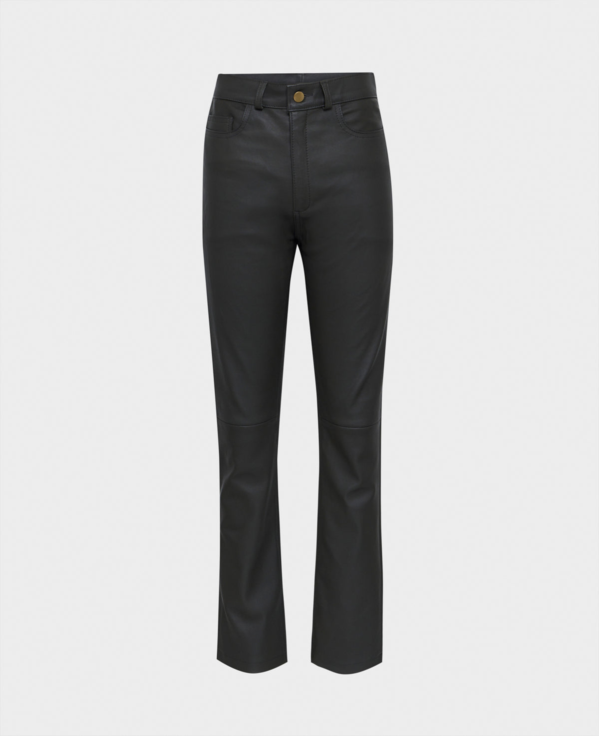 Straight Leg Stretch Leather Jeans