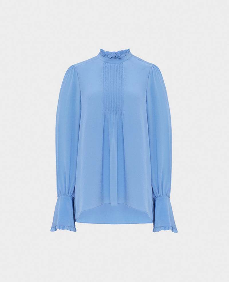 Liberty Silk Frill Stand Up Collar Blouse