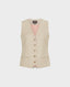 Linen Blend Check Waistcoat, Fawn Cream | Really Wild Clothing | Flat Shot