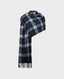 Wool and Cashmere Blend Check Scarf, Denim White Black | Really Wild | Flatshot One