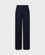 Pinstripe Wide Leg Wool Trousers, Navy Pinstripe | Really Wild Clothing | Flat Shot