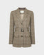 Belted Wool Check Jacket, Fawn Slate Prince of Wales | Really Wild | Flatshot One