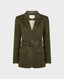 Belted Wool and Alpaca Blend Jacket, Khaki Green | Really Wild | Flatshot One