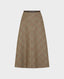 Leather Waistband Wool Tweed Midi Skirt, Fawn Slate Prince of Wales | Really Wild | Flatshot One