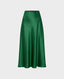 Satin Midi Slip Silk Skirt, Emerald Green | Really Wild | Flatshot One