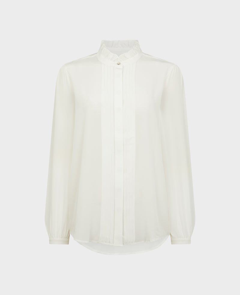 Liberty Pintuck Frill Collar Silk Blouse